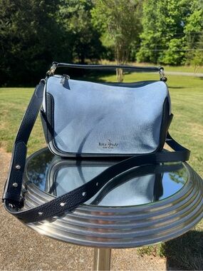kate spade Light Blue and Navy Suede & Leather Shoulder Bag
